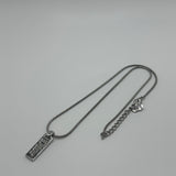 DIOR SILVER SPELLOUT PLATE NECKLACE