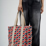 VIVIENNE WESTWOOD RED/BLUE MONOGRAM LARGE TOTE BAG