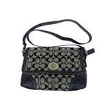 COACH BLACK SIGNATURE TURNLOCK SHOULDER BAG