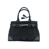 COACH BLACK SIGNATURE HORSEBIT SATCHEL BAG