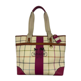 COACH PLAID LEATHERWARE TOTE BAG