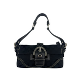 COACH BLACK SIGNATURE BUCKLE SHOULDER BAG