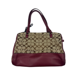 COACH SIGNATURE CANVAS BURGUNDY LEATHER TOTE BAG