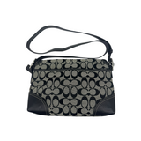 COACH BLACK SIGNATURE TURNLOCK SHOULDER BAG