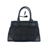 COACH BLACK SIGNATURE HORSEBIT SATCHEL BAG