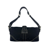 COACH BLACK SIGNATURE BUCKLE SHOULDER BAG