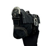 COACH BLACK SIGNATURE BUCKLE SHOULDER BAG