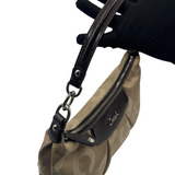 COACH KHAKI SIGNATURE SATIN HOBO BAG