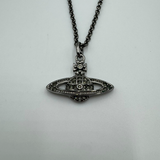 VIVIENNE WESTWOOD SILVER CRYSTAL FLAT ORB NECKLACE