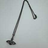VIVIENNE WESTWOOD SILVER CRYSTAL FLAT ORB NECKLACE