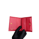 PRADA LEATHER RED FLAP WALLET