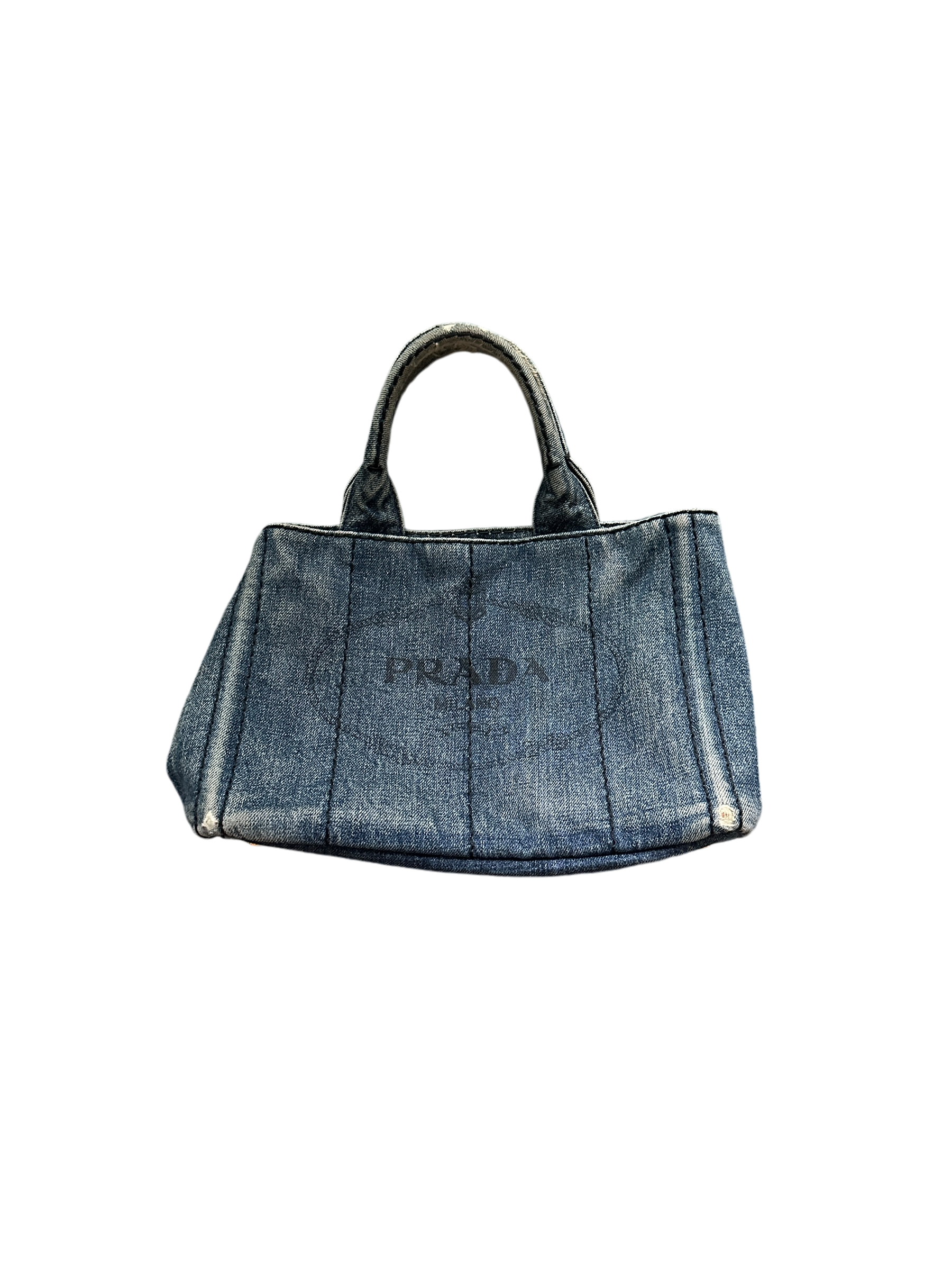 PRADA DENIM CANAPA SMALL TOTE BAG