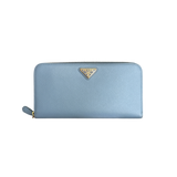 PRADA LEATHER LONG BABY BLUE WALLET
