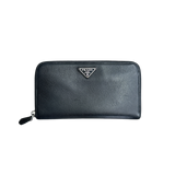 PRADA LEATHER LONG BLACK WALLET