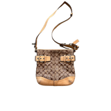 COACH BROWN MONOGRAM DOUBLE BUCKLE MESSENGER BAG