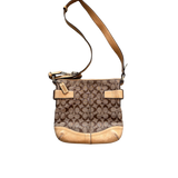 COACH BROWN MONOGRAM DOUBLE BUCKLE MESSENGER BAG