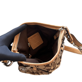 COACH BROWN MONOGRAM DOUBLE BUCKLE MESSENGER BAG