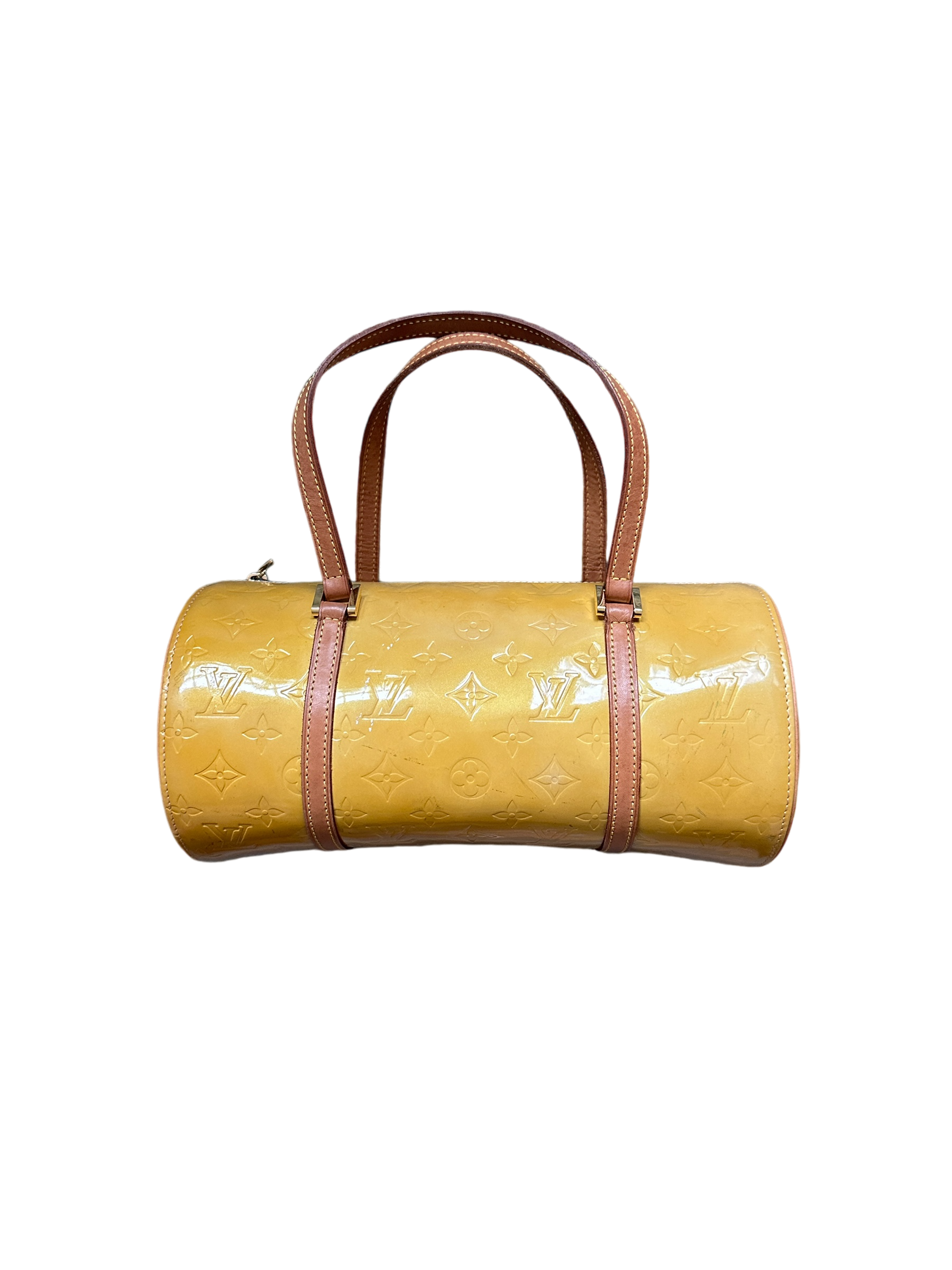 LOUIS VUITTON YELLOW VERNIS PAPILLON BOSTON BAG