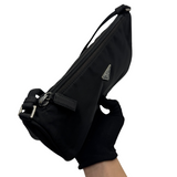 PRADA BLACK NYLON POCHETTE HANDBAG