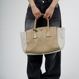 PRADA BEIGE CALF LEATHER TOTE BAG