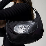 PRADA MILANO LOGO BLACK HANDBAG