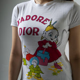 DIOR JADORE CARTOON PRINT WHITE TEE