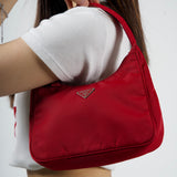 PRADA NYLON RED HOBO SHOULDER BAG