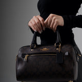 COACH DARK BROWN MINI BOSTON BAG