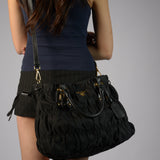 PRADA BLACK TESSUTO NYLON GAUFFRE TOTE BAG