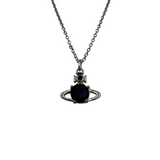 VIVIENNE WESTWOOD SILVER REINA BLACK NECKLACE