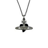 VIVIENNE WESTWOOD SILVER SMALL DIAMANTE HEART NECKLACE