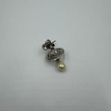VIVIENNE WESTWOOD SILVER ORB PEARL DROP EARRING