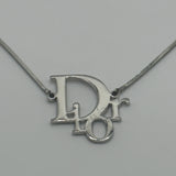 DIOR BIG WORD LOGO SILVER NECKLACE