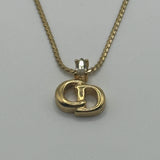 DIOR CD CRYSTAL PENDANT NECKLACE GOLD