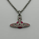 VIVIENNE WESTWOOD PINK/SILVER SATURN NECKLACE