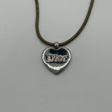 DIOR SPELLOUT SILVER HEART NECKLACE