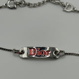 DIOR RED WORD PLATE BRACELET SILVER