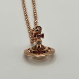 VIVIENNE WESTWOOD MULTI CRYSTAL PINK SMALL ORB NECKLACE