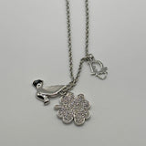 DIOR CLOVER DOVE NECKLACE SILVER