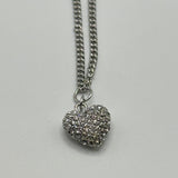 DIOR CRYSTAL HEART NECKLACE SILVER