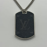 LOUIS VUITTON MONOGRAM ECLIPSE PLATE NECKLACE