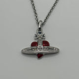 VIVIENNE WESTWOOD RED DIAMANTE SILVER NECKLACE