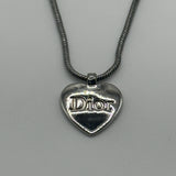 DIOR SPELLOUT SILVER HEART NECKLACE