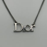 DIOR SILVER STRAIGHT SPELLOUT NECKLACE