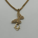 DIOR CRYSTAL BUTTERFLY GOLD NECKLACE