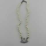 VIVIENNE WESTWOOD SILVER ORB PEARL NECKLACE