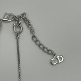 DIOR BLUE LOGO SILVER PLATE NECKLACE