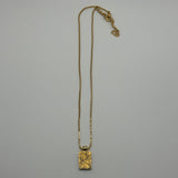 DIOR TROTTER SQUARE GOLD PLATE NECKLACE