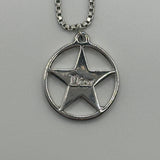 DIOR CIRCLE STAR PENDANT NECKLACE SILVER