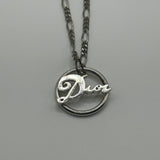 DIOR CURSIVE CIRCLE PENDANT NECKLACE